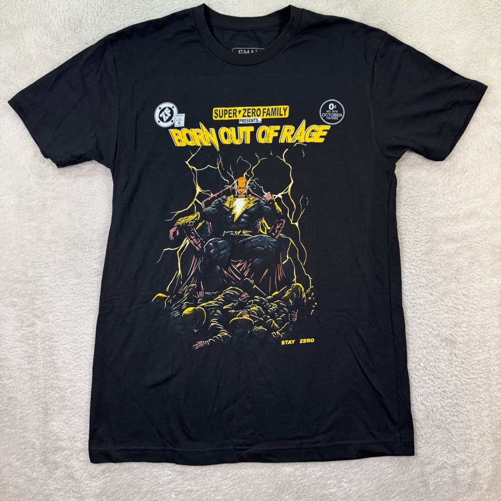 NEW Zero Foxtrot T Shirt Men Small Black Yellow Skull Born Out Of Rage Superhero